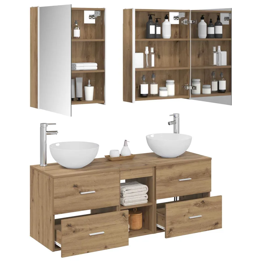 Ensemble de mobilier de salle de bain 5 pc Chêne artisanal - 3