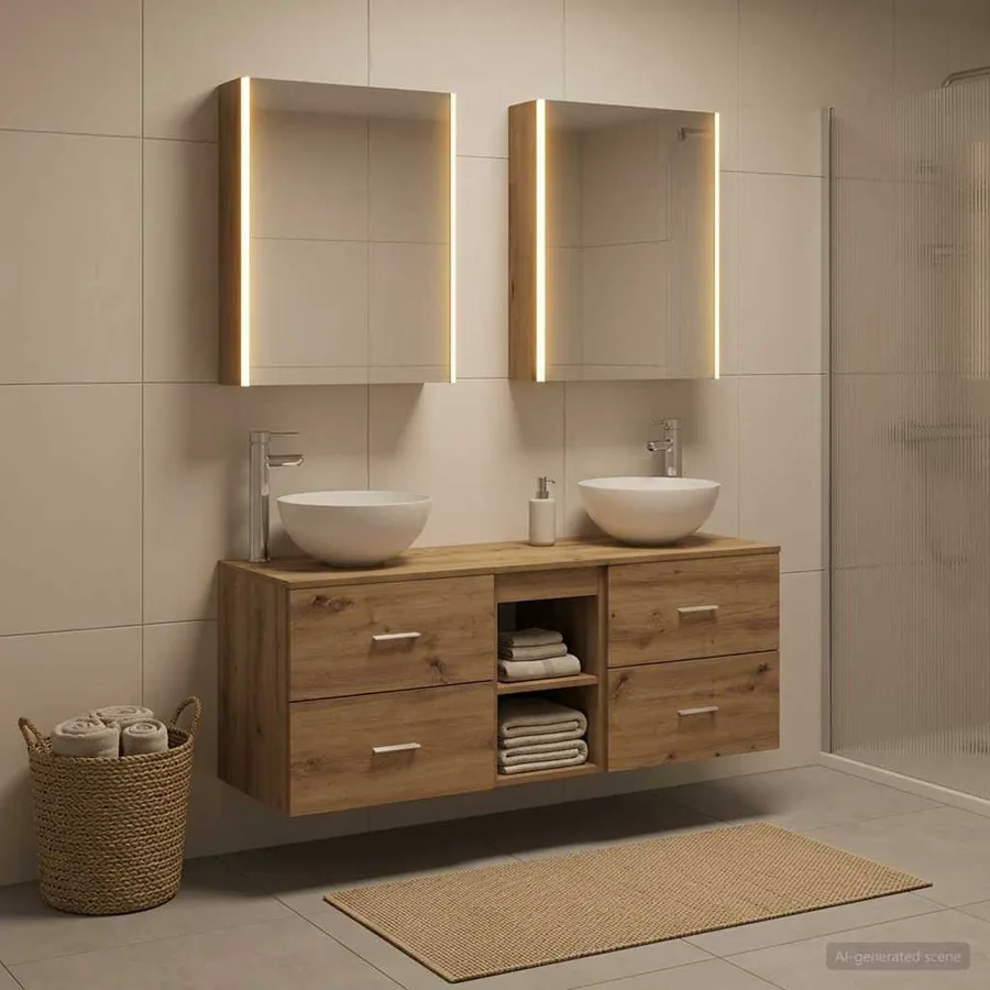 Ensemble de mobilier de salle de bain 5 pc Chêne artisanal - 4