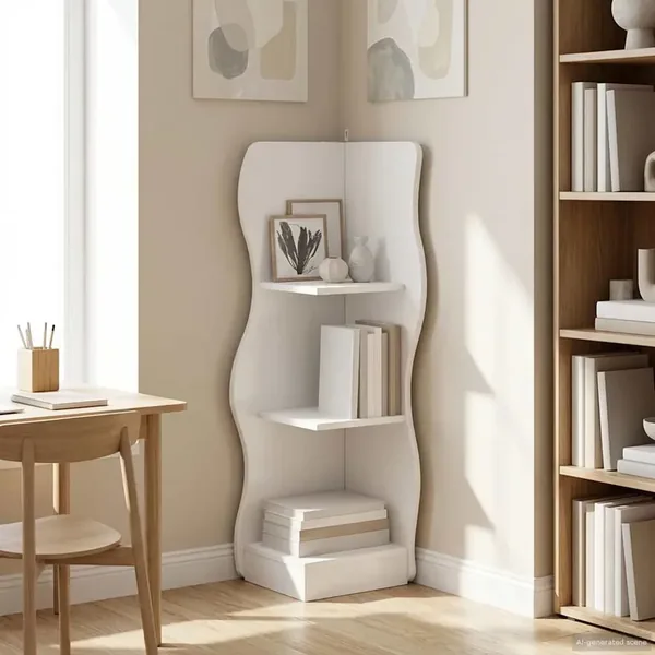 Étagère d'angle Blanc 34 x 33 x 102 cm Bois d'ingénierie