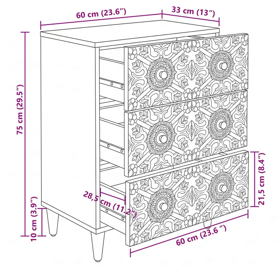 Buffet de Rangement Blanc 60 x 33,5 x 75 cm - 11