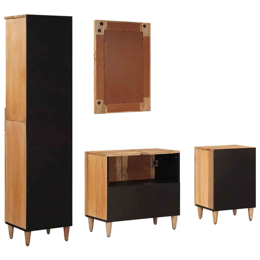 Ensemble de mobilier de salle de bain avec tiroir 4 pcs Naturel - 8