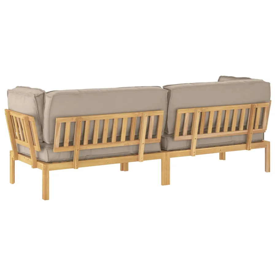 Ensemble de Canapés Uni 2 pcs Taupe Bois d'Acacia Massif - 10