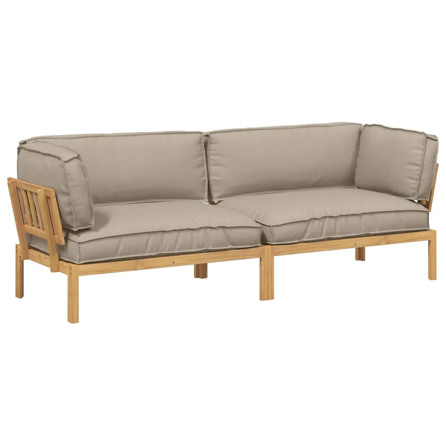 Ensemble de Canapés Uni 2 pcs Taupe Bois d'Acacia Massif - 2