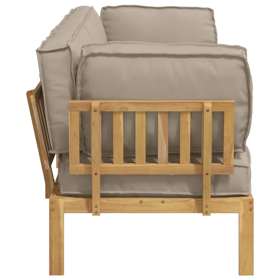 Ensemble de Canapés Uni 2 pcs Taupe Bois d'Acacia Massif - 9