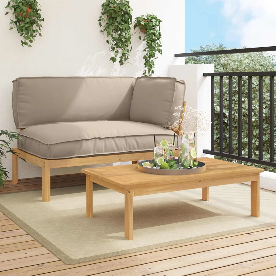 Ensemble de Canapés Uni 2 pcs Taupe Bois d'Acacia Massif