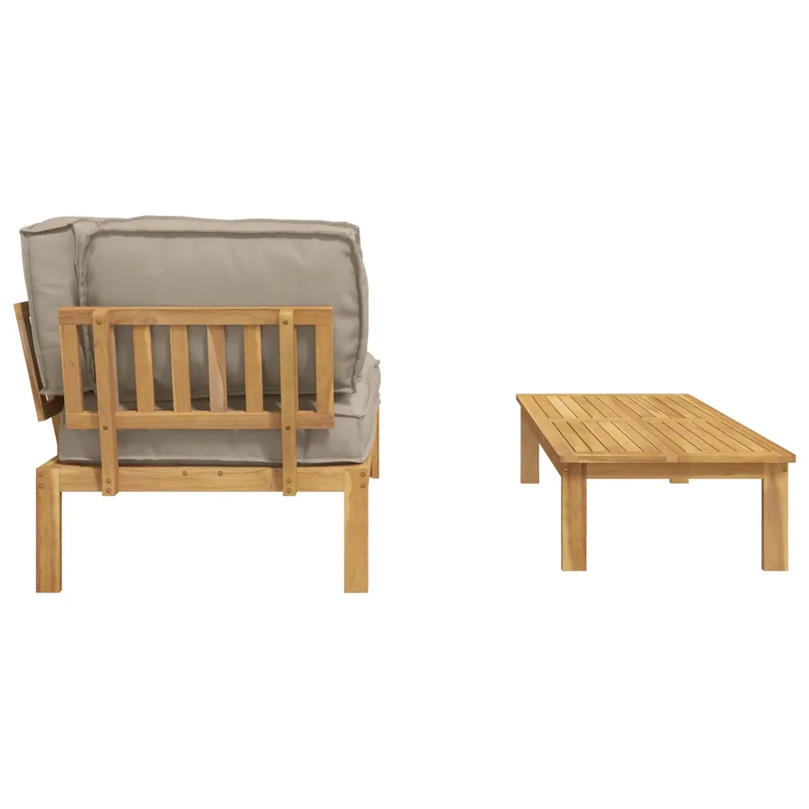 Ensemble de Canapés Uni 2 pcs Taupe Bois d'Acacia Massif - 10