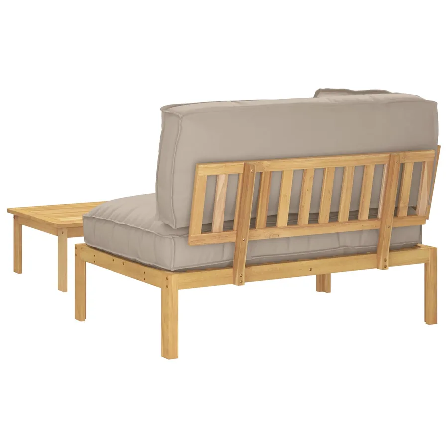 Ensemble de Canapés Uni 2 pcs Taupe Bois d'Acacia Massif - 11