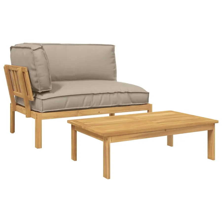 Ensemble de Canapés Uni 2 pcs Taupe Bois d'Acacia Massif - 2