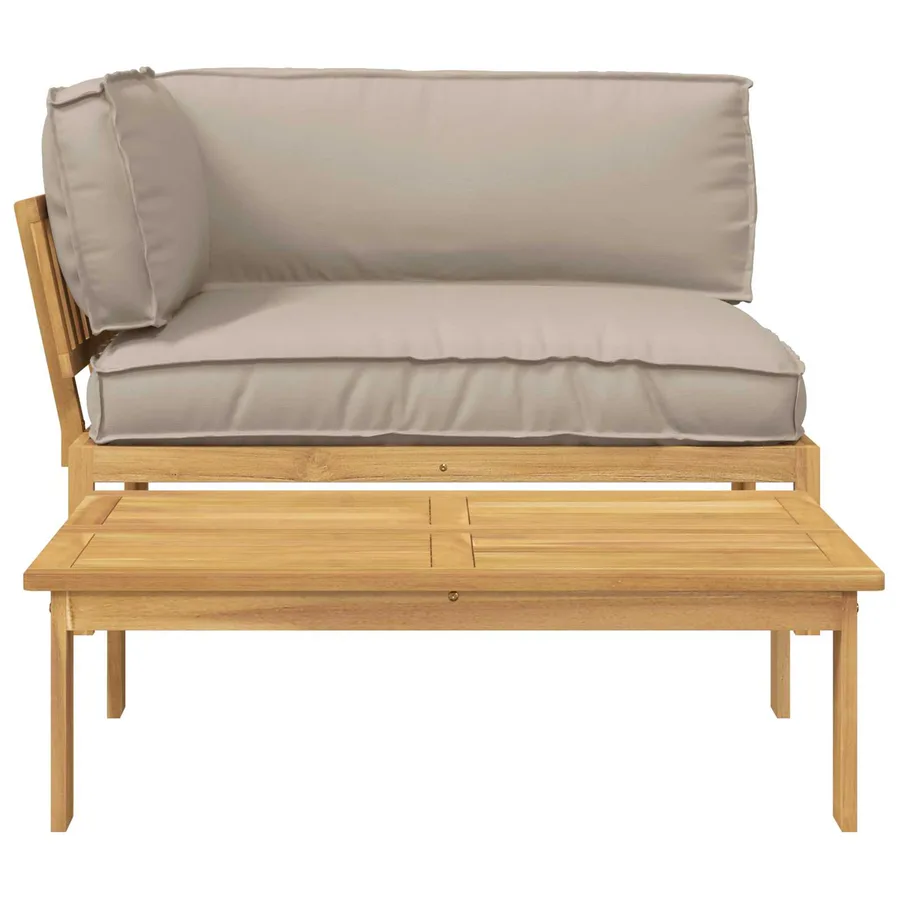 Ensemble de Canapés Uni 2 pcs Taupe Bois d'Acacia Massif - 9