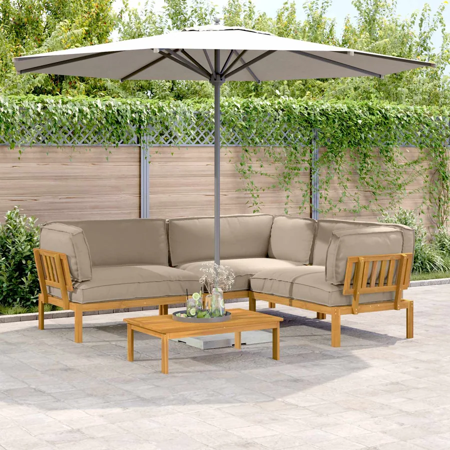 Ensemble de Canapés Uni 4 pcs Taupe Bois d'Acacia Massif