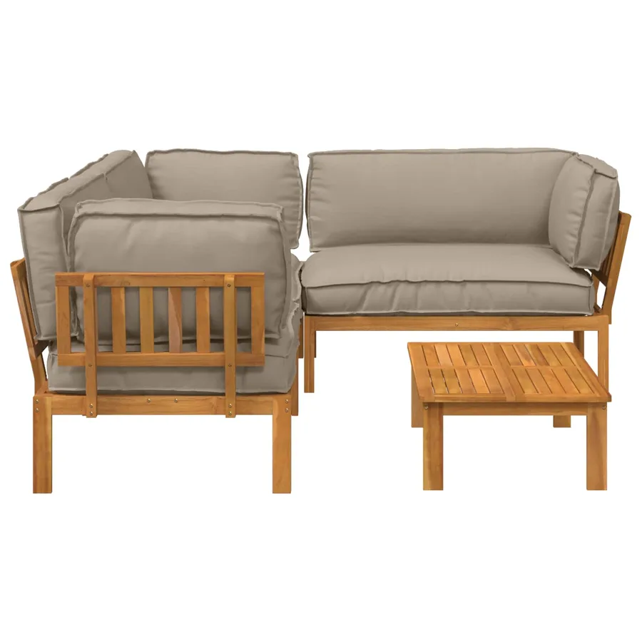 Ensemble de Canapés Uni 4 pcs Taupe Bois d'Acacia Massif - 10