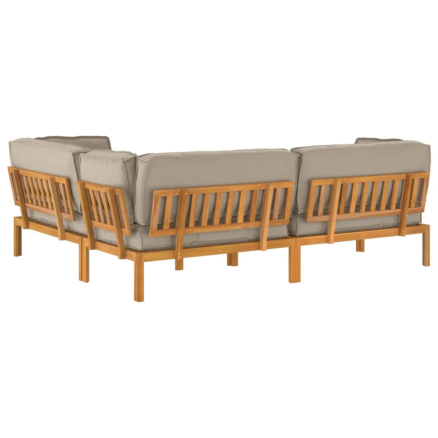Ensemble de Canapés Uni 4 pcs Taupe Bois d'Acacia Massif - 11