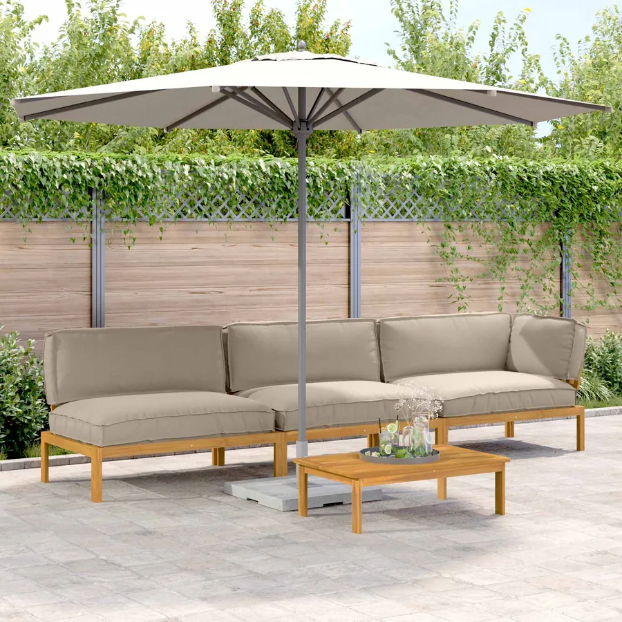 Ensemble de Canapés Uni 4 pcs Taupe Bois d'Acacia Massif