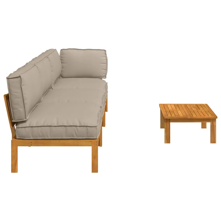 Ensemble de Canapés Uni 4 pcs Taupe Bois d'Acacia Massif - 11