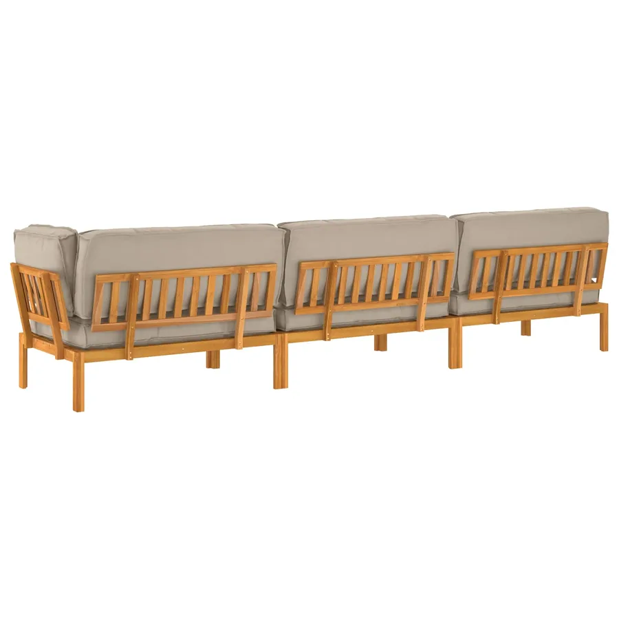 Ensemble de Canapés Uni 4 pcs Taupe Bois d'Acacia Massif - 12