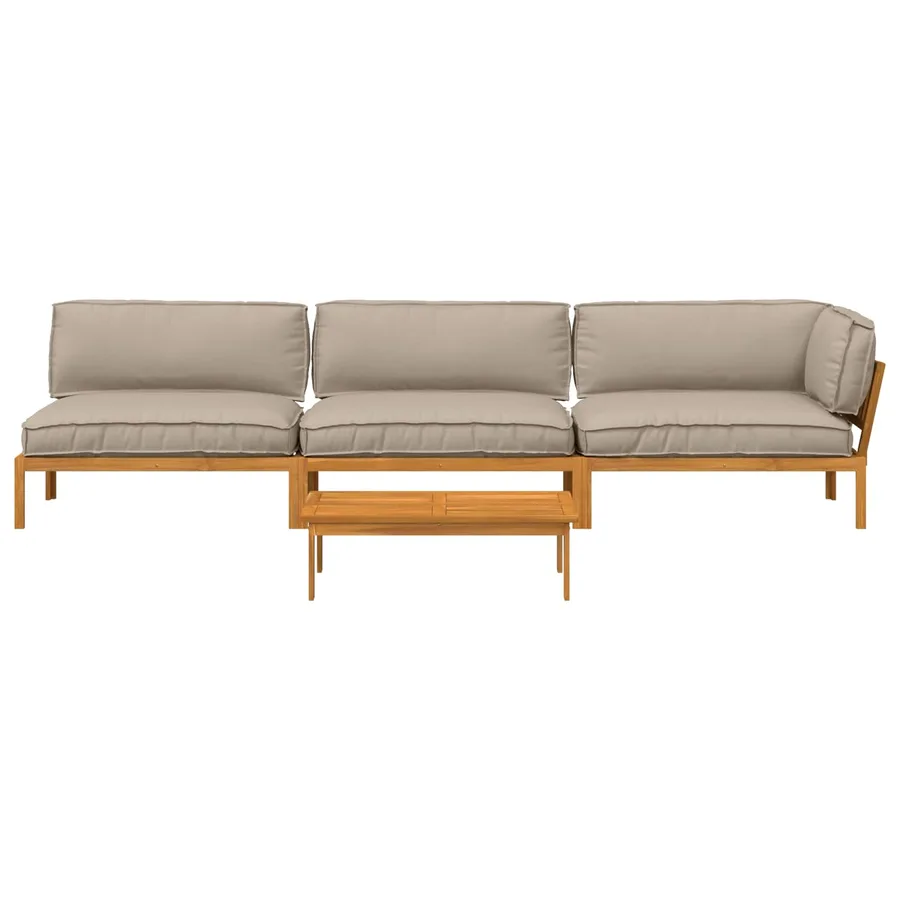 Ensemble de Canapés Uni 4 pcs Taupe Bois d'Acacia Massif - 8