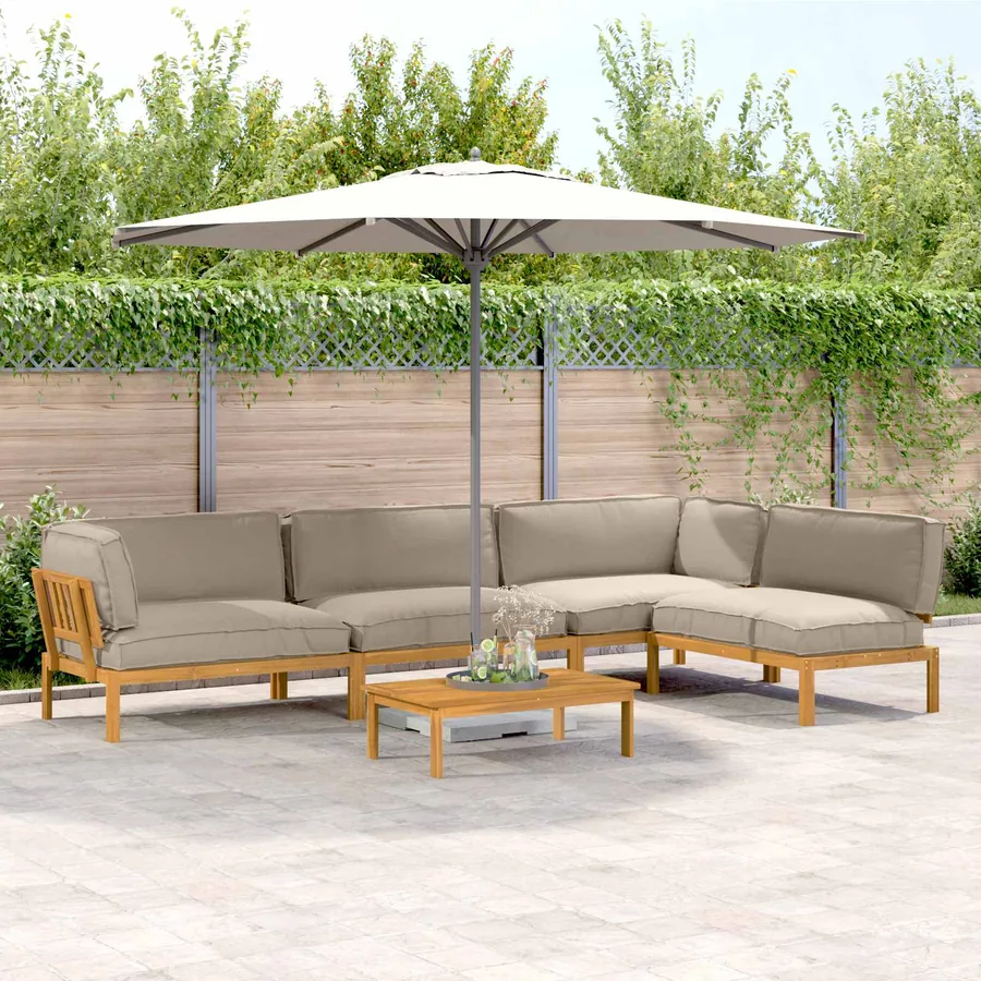 Ensemble de Canapés Uni 5 pcs Taupe Bois d'Acacia Massif