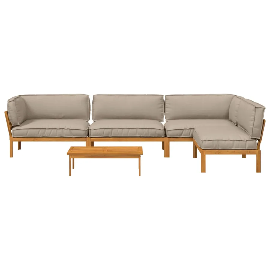 Ensemble de Canapés Uni 5 pcs Taupe Bois d'Acacia Massif - 10