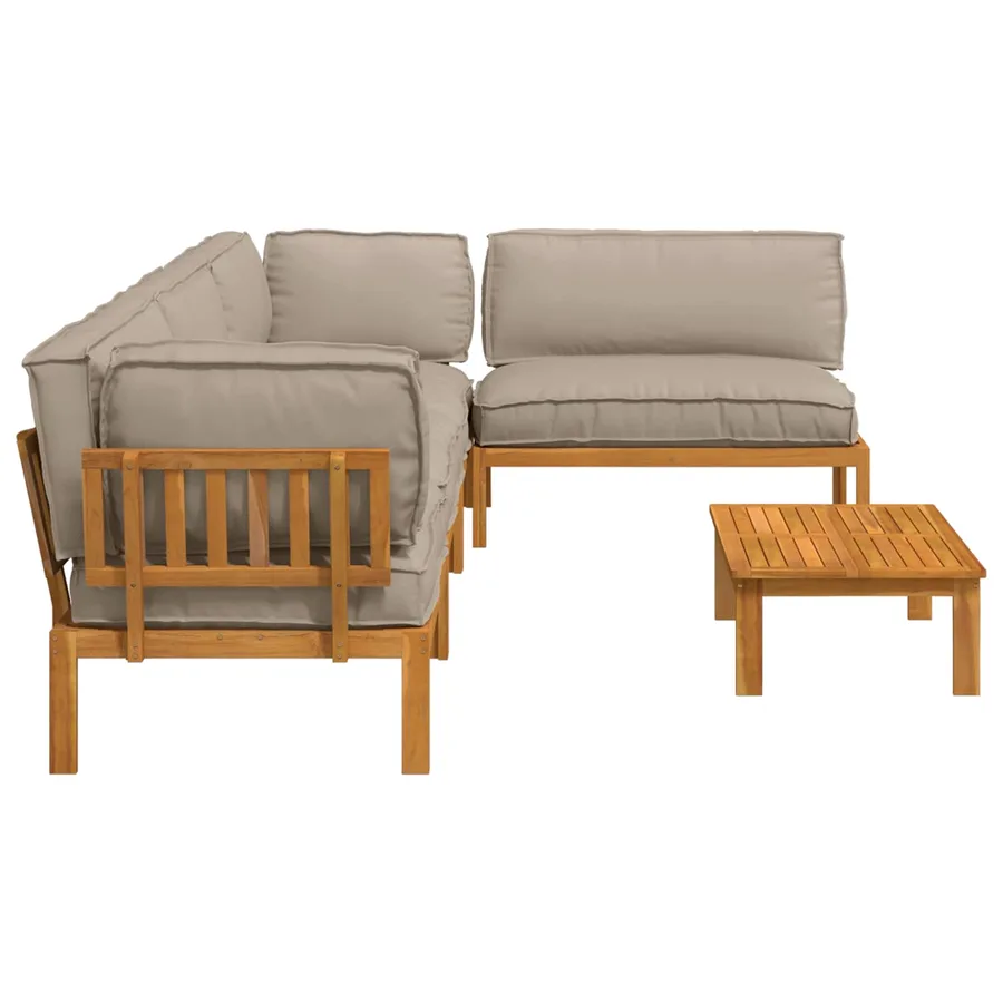 Ensemble de Canapés Uni 5 pcs Taupe Bois d'Acacia Massif - 11