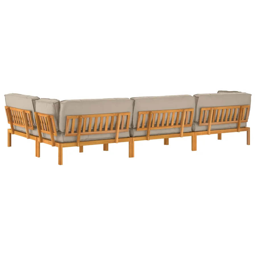 Ensemble de Canapés Uni 5 pcs Taupe Bois d'Acacia Massif - 12