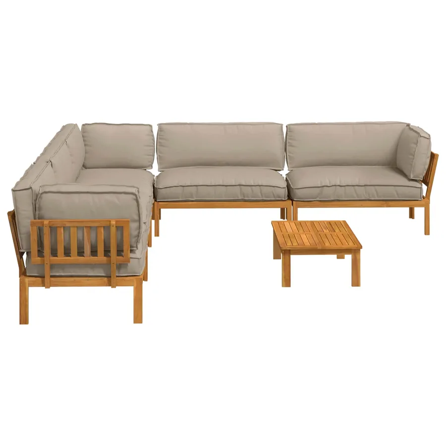 Ensemble de Canapés Uni 6 pcs Taupe Bois d'Acacia Massif - 11