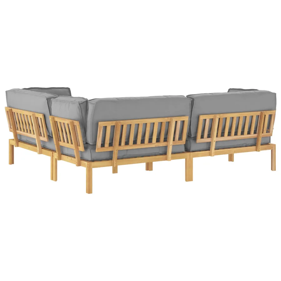 Ensemble de Canapés Uni 4 pcs Gris Bois d'Acacia Massif - 11