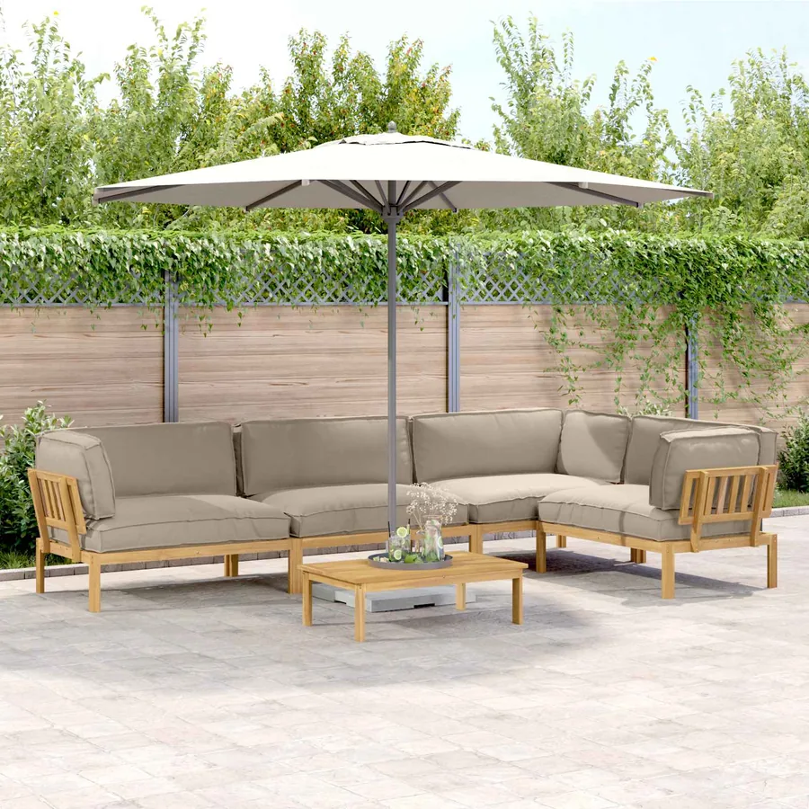Ensemble de Canapés Uni 5 pcs Taupe Bois d'Acacia Massif