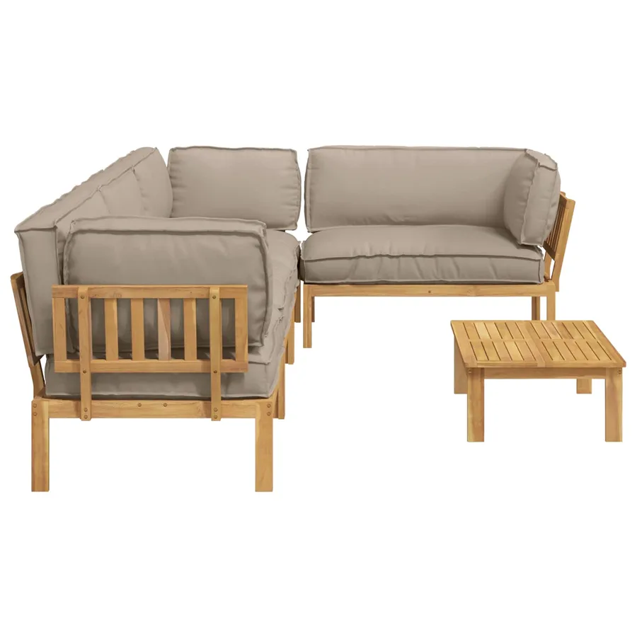 Ensemble de Canapés Uni 5 pcs Taupe Bois d'Acacia Massif - 11