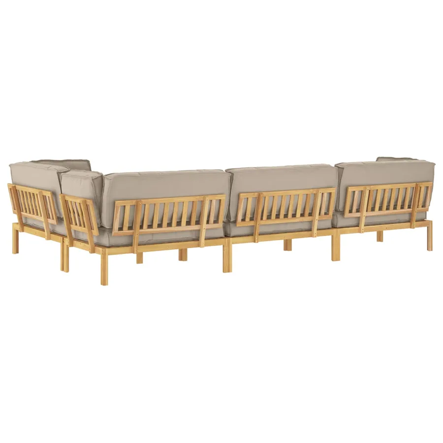 Ensemble de Canapés Uni 5 pcs Taupe Bois d'Acacia Massif - 12
