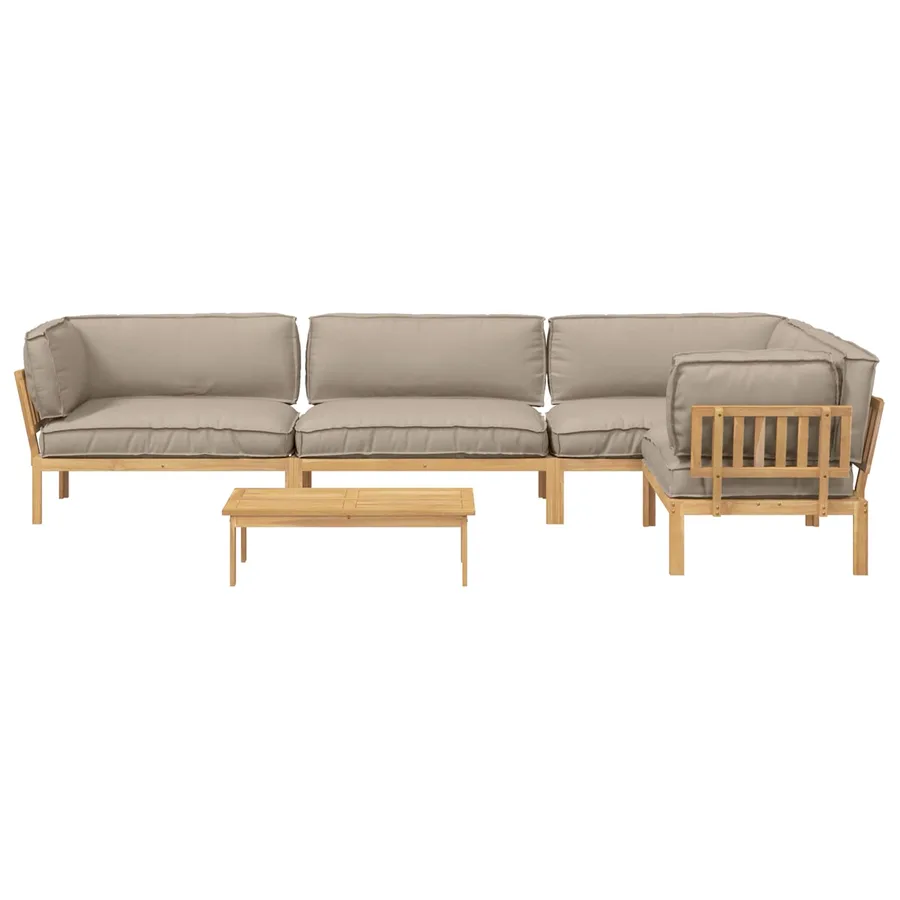 Ensemble de Canapés Uni 5 pcs Taupe Bois d'Acacia Massif - 8