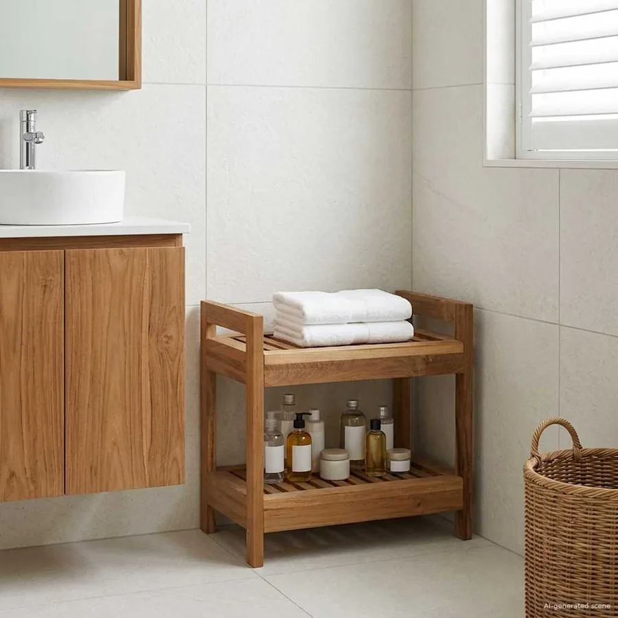 Étagère de salle de bain Naturel 45 x 30 x 45 cm