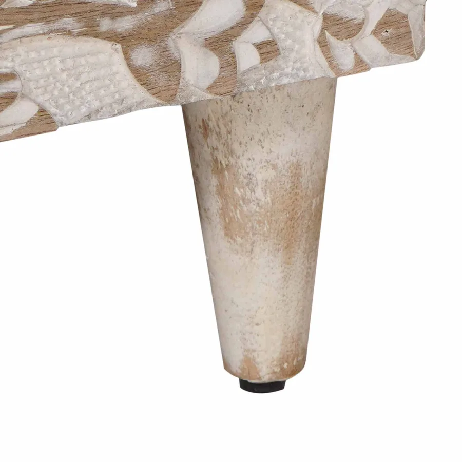 Meuble TV Blanc 100 x 33,5 x 46 cm Bois de mangue massif - 8