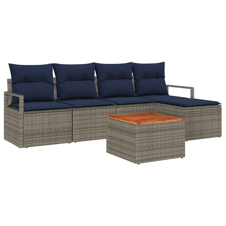 Ensemble de canapé de jardin avec coussin 6 pcs Gris polyrotin - 2