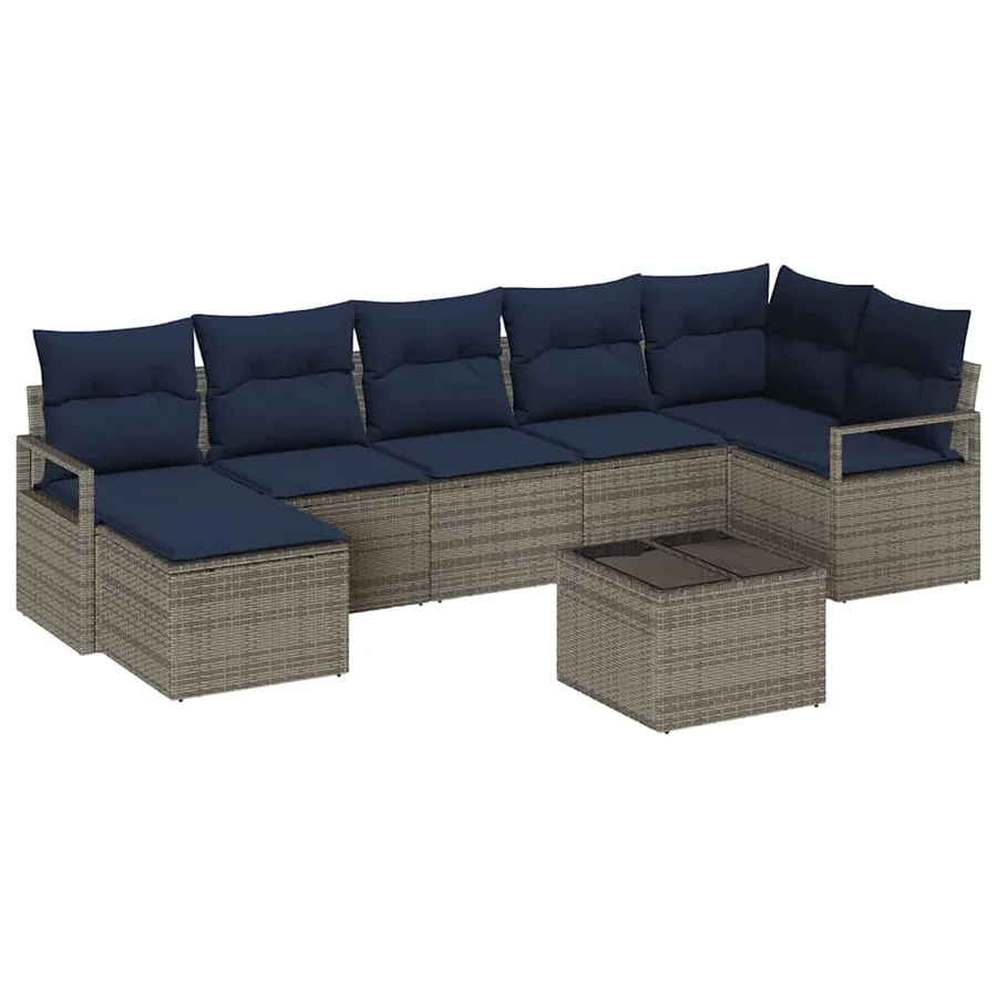 Ensemble de Canapés avec coussin 8 pcs Gris polyrotin - 2