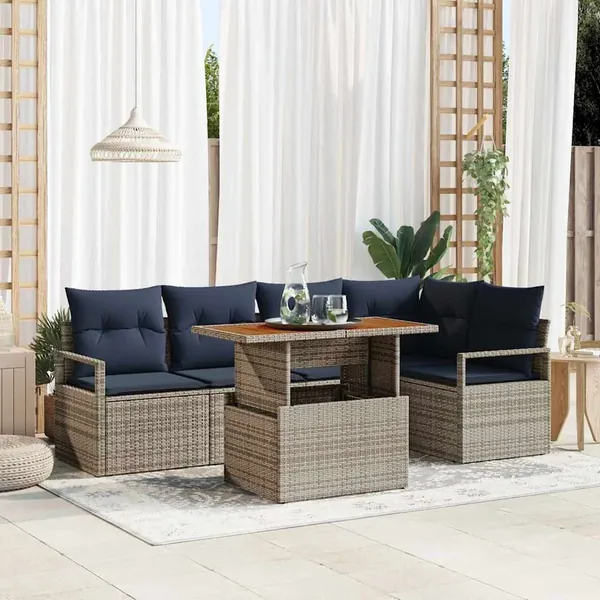 Ensemble de canapé de jardin 6 pc 5-Nombre de places