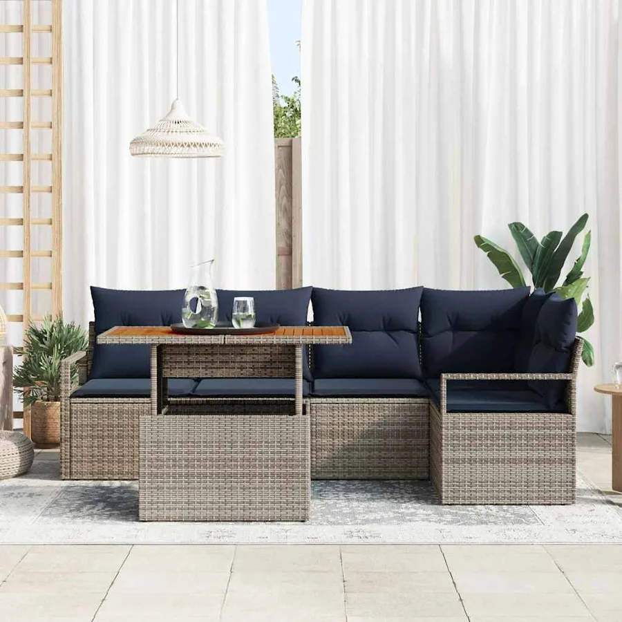 Ensemble de canapé de jardin 6 pc 5-Nombre de places - 3