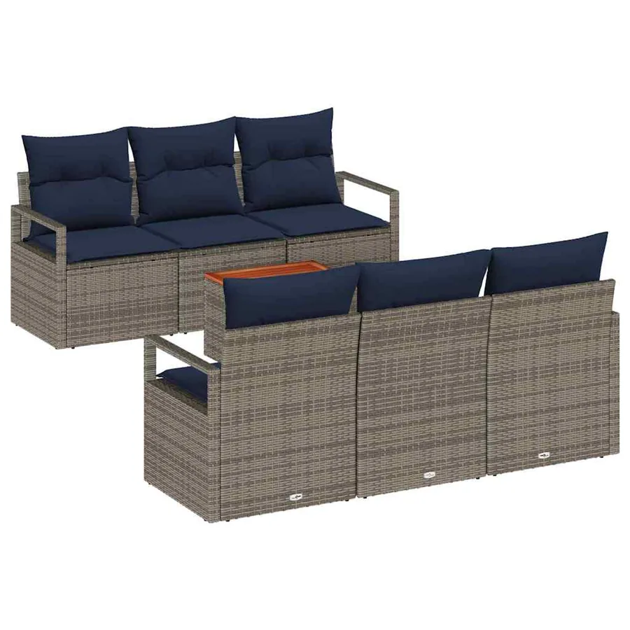 Ensemble de canapé de jardin avec coussin 7 pcs Gris polyrotin