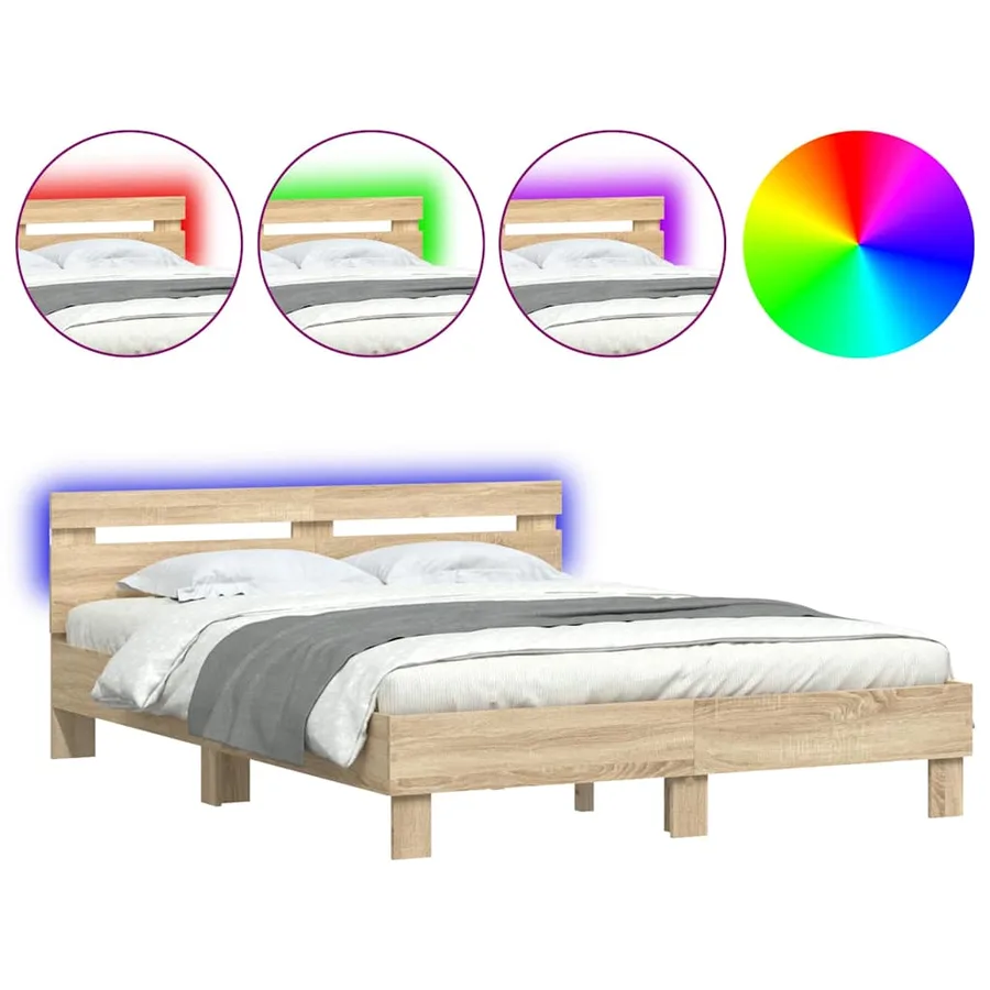 Cadre de lit avec LED Sonoma 152 x 203 cm Bois d'ingénierie - 13