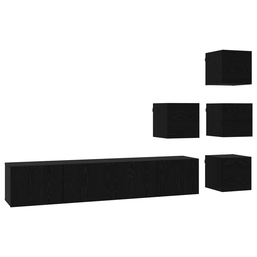 Ensemble meuble TV 6 pcs 80 x 30 x 30 cm Chêne noir - 2
