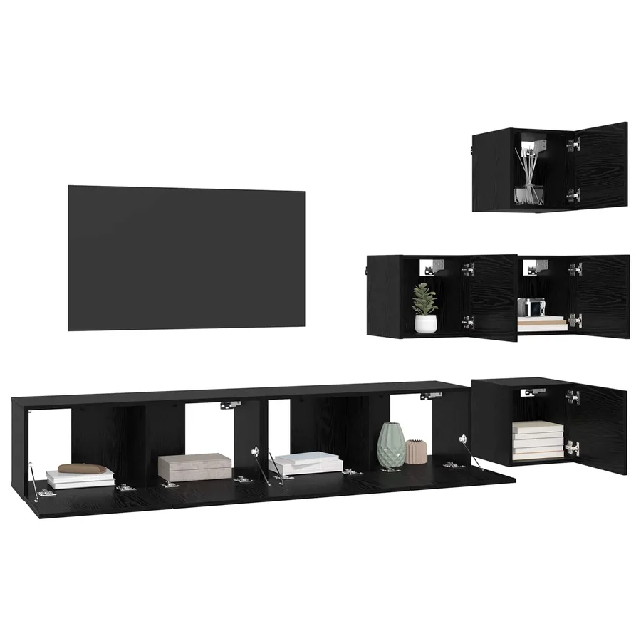 Ensemble meuble TV 6 pcs 80 x 30 x 30 cm Chêne noir - 3