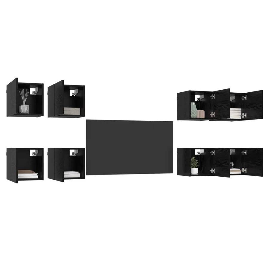 Meuble TV mural 8 pcs Chêne noir 30,5 x 30 x 30 cm - 3