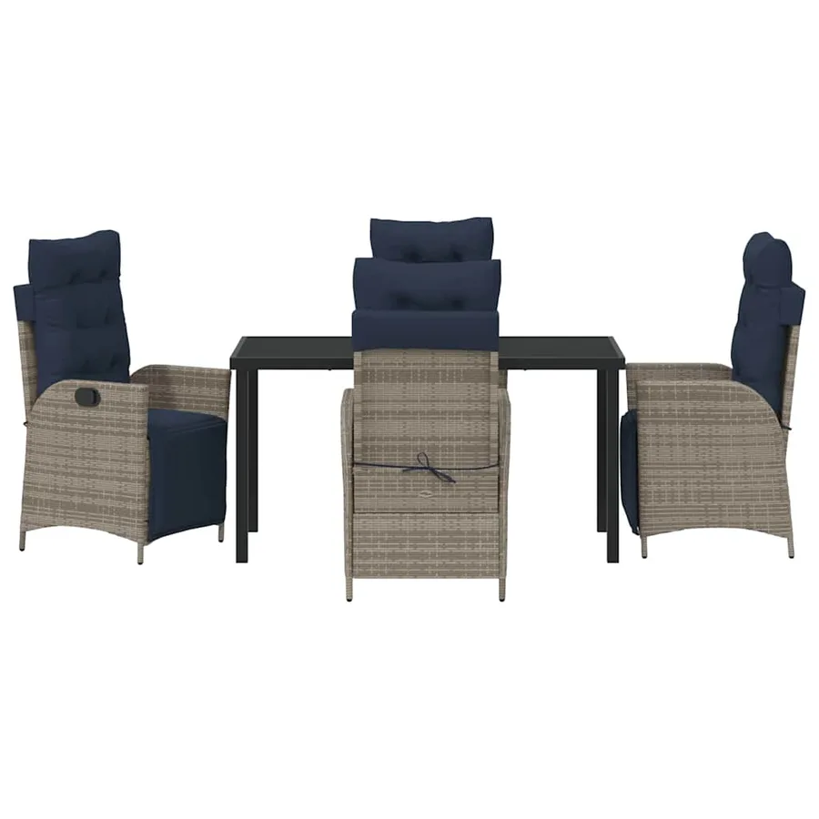 Ensemble de salle à manger pour jardin 5 pcs Gris et Noir Rotin - 7