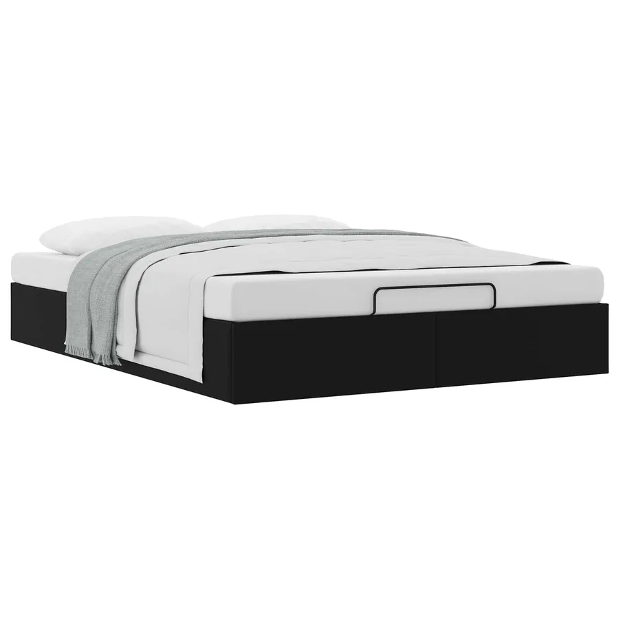 Cadre de lit ottoman Noir Lit double classique Simili cuir - 3
