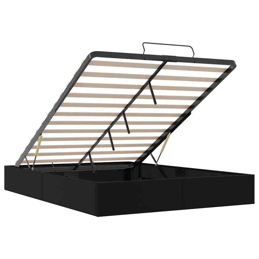 Cadre de lit ottoman Noir Lit double classique Simili cuir - 5