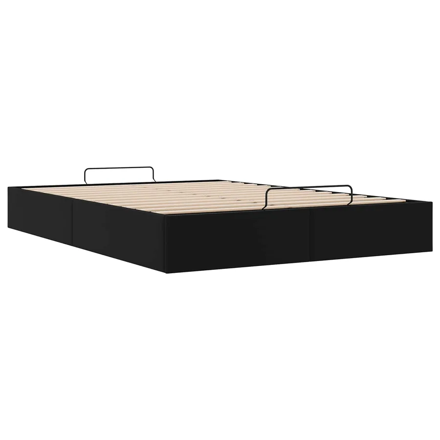 Cadre de lit ottoman Noir Lit double classique Simili cuir - 6