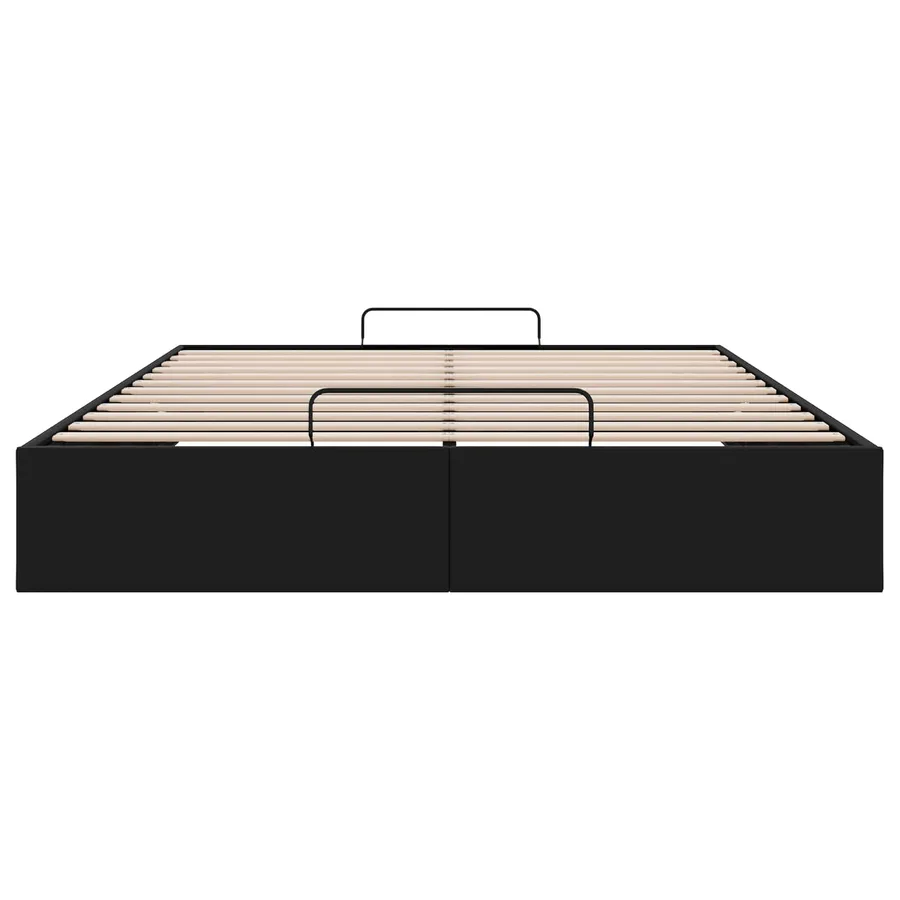 Cadre de lit ottoman Noir Lit double classique Simili cuir - 7