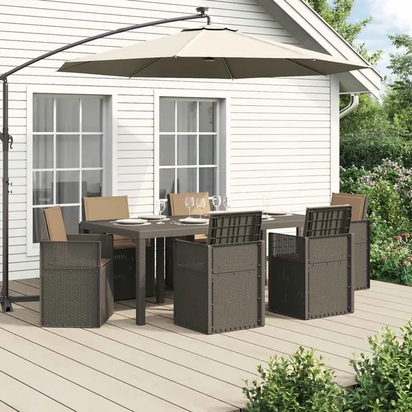 Ensemble de salle à manger pour jardin avec coussin 7 pcs PP