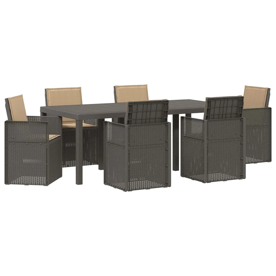 Ensemble de salle à manger pour jardin avec coussin 7 pcs PP - 2