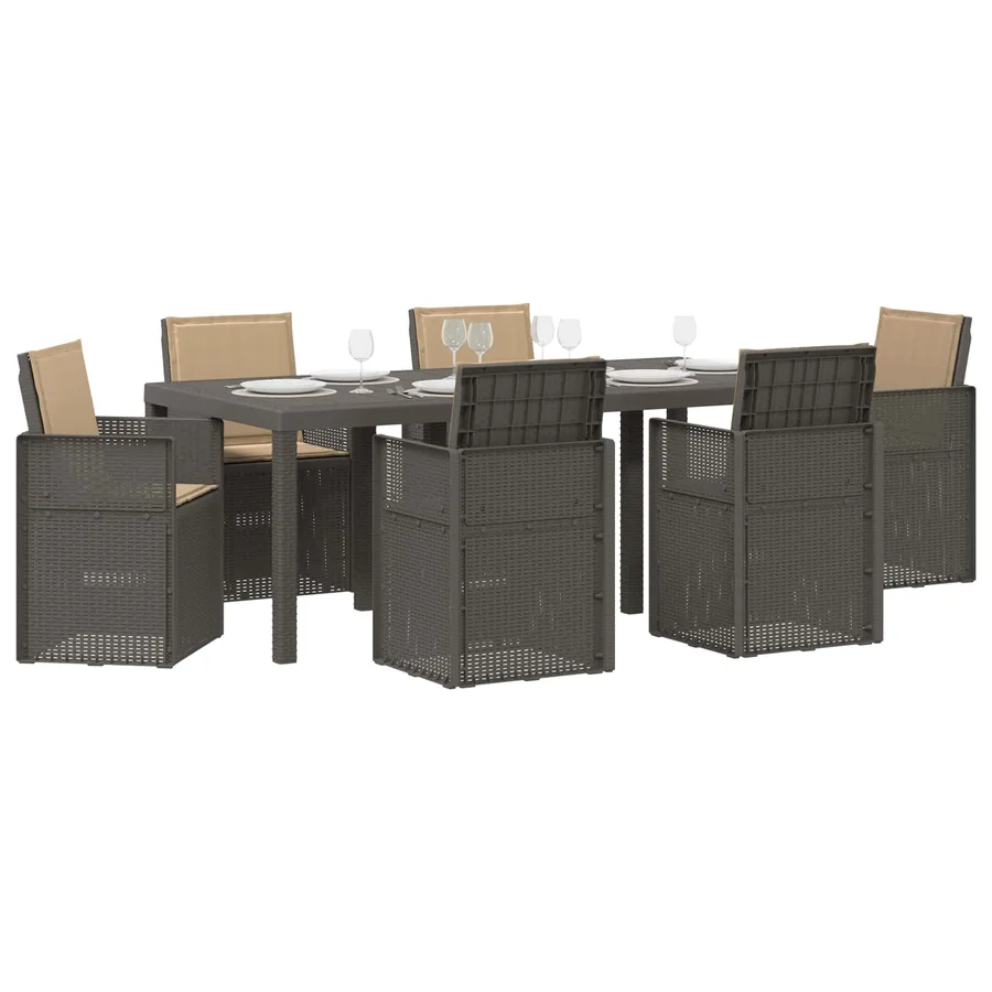 Ensemble de salle à manger pour jardin avec coussin 7 pcs PP - 3