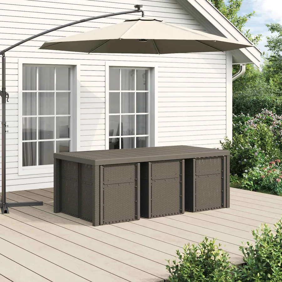 Ensemble de salle à manger pour jardin avec coussin 7 pcs PP - 4